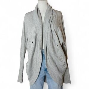 Aritzia Wilfred Diderot Open Front Cocoon Cardigan Sweater Light Grey Sz XS